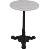 Bijzettafeltje rond met wit marmeren blad 30 cm - thumbnail