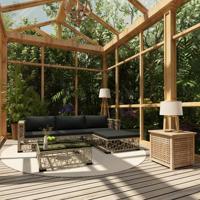 5-delige Loungeset met kussens poly rattan grijs - thumbnail