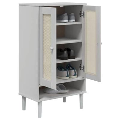 VidaXL Schoenenkast senja 59,5x35x107 cm rattan look grenenhout wit
