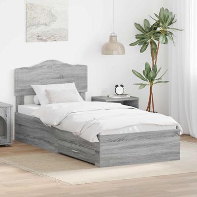 Bedframe met hoofdeinde Grijs Sonoma 90 x 190 cm Bewerkt hout
