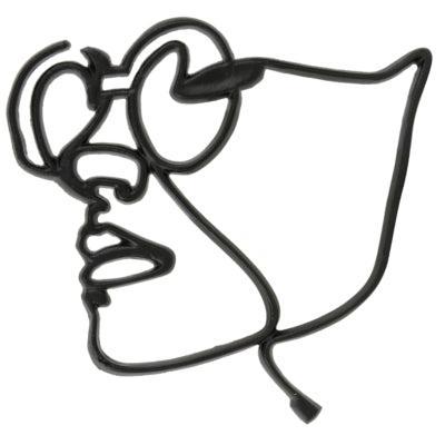 Light & Living wanddecoratie face zwart 45 cm | 4 stuks