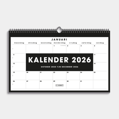 A3 Maandkalender 2026 Zwart A3 Maandkalender 2026 Zwart