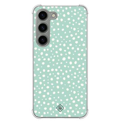Samsung Galaxy S23 siliconen shockproof hoesje - Mint dots