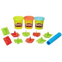 Otto Simon Play-doh dough emmertje met 3 potjes klei en strand vormen - thumbnail