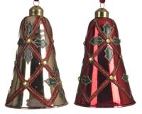 Klok glas ruit d7.5h11 cm assorti 2st kerstbal hangdeco kerst Decoris - Decoris - thumbnail