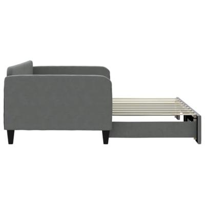 Slaapbank met onderschuifbed 90x190 cm stof donkergrijs