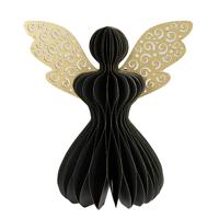Papieren engel glitter 12 cm zwart kerstversiering Buitengewoon de Boet - Buitengewoon de boet - thumbnail