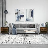 Salontafels 2 st 50x46x50 cm bewerkt hout gerookt eikenkleurig - thumbnail