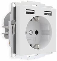 Stopcontact met USB poorten 2400mA mat wit voor een 40mm diepe doos - thumbnail