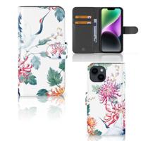 iPhone 15 | Telefoonhoesje | Met pasjeshouder | Bird Flowers - thumbnail