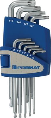 Promat/Tecwerk Haakse schroevendraaierset | 9 delig T9-T45 | met kogelkop | kunststof houder - 4000825114