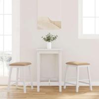 Barstoelen met kussens 2 st massief hout rubber wit - thumbnail