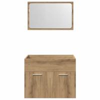2-delige Badkamermeubelset bewerkt hout artisanaal eikenkleur - thumbnail
