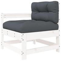 Tuinstoelen met kussens 2 st massief grenenhout wit - thumbnail