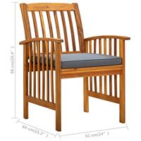 Tuinstoelen 2 st met kussens massief acaciahout - thumbnail