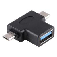 Multifunctionele USB 3.0 Female & USB-C / Type-C Male & Micro USB OTG-Adapter van een mannelijke T-vorm - thumbnail