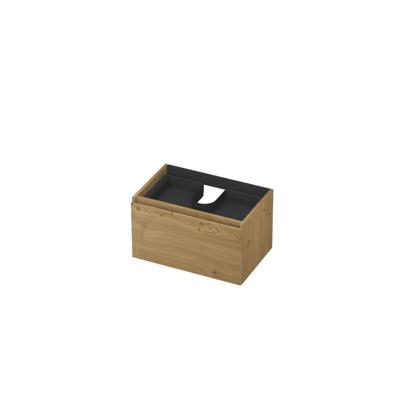 INK - Onderkast 1L met Binnenlade Greeploos Houten Keerlijst Fineer - 700x450x400 Mm - Natur Fineer