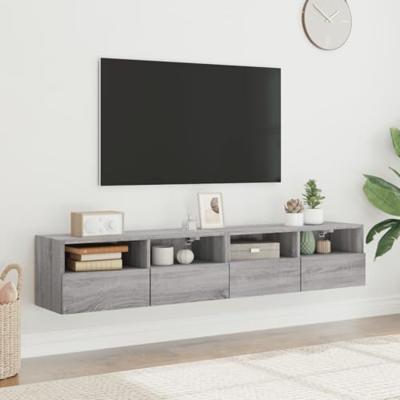 Tv-wandmeubels 2 st 80x30x30 cm bewerkt hout grijs sonoma eiken