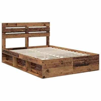 Bedframe met hoofdeinde Oudhout 140 x 190 cm Massief grenenhout