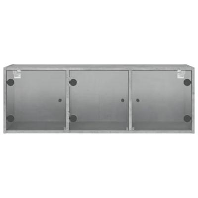 Wandkast met glazen deuren 102x37x35 cm betongrijs