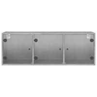 Wandkast met glazen deuren 102x37x35 cm betongrijs - thumbnail