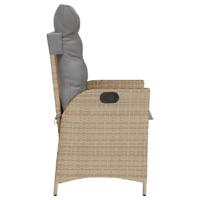 Tuinstoel verstelbaar met kussens poly rattan gemengd beige - thumbnail