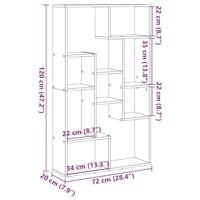 Boekenkast 72x20x120 cm bewerkt hout gerookt eikenkleurig - thumbnail