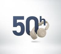 JVC draadloze hoofdtelefoon met 50 uur batterijduur, zachte oorkussens, opvouwbaar ontwerp, Bluetooth 5.3, multipoint-verbinding, EQ-app en ingebouwde microfoon – Mat Beige - HA-S59W-C - thumbnail
