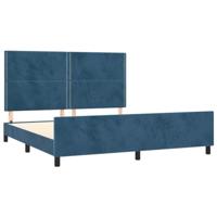 Bedframe zonder matras 160x200 cm fluweel donkerblauw - thumbnail