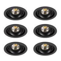 Inbouwspot Bjorn 1 Rond zwart set 6 stuks - thumbnail