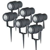 Set van 6 LED Prikspots - 4000K neutraal wit - 12 Watt 720 Lumen - Kantelbaar - IP65 waterdicht - Tuinspots - Zwart - thumbnail