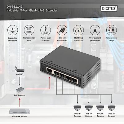 Digitus DN-651143 PoE-extender 10 / 100 / 1000 MBit/s IEEE 802.3af (12.95 W), IEEE 802.3bt, IEEE 802.3at (25.5 W), IEEE 802.3af (15.4 W), IEEE 802.3at (30 W) Digitus DN-651143 PoE-extender 10 / 100 / 1000 MBit/s IEEE 802.3af (12.95 W), IEEE 802.3bt, IEEE 802.3at (25.5 W), IEEE 802.3af (15.4 W), IEEE 802.3at (30 W)