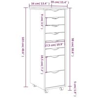 Ladekast MOSS verrijdbaar massief grenenhout grijs - thumbnail