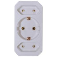 VB 41198 verloopstekker 2x euro + 1x ra wit - thumbnail