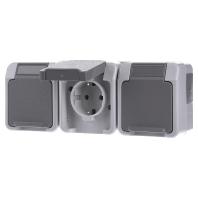 Schneider Electric MEG2391-8029 AquaStar Compleet Wandcontactdoos met randaarde en klapdeksel spatwaterdicht Lichtgrijs 3-voudig 1 stuk(s) - thumbnail