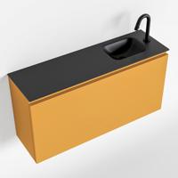 MONDIAZ OLAN 100cm toiletmeubel ocher. LEX wastafel urban rechts 1 kraangat - thumbnail