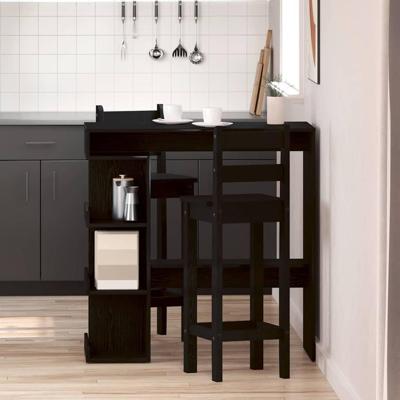 Bartafel met plank Zwart eiken 100 x 48 x 101.5 cm Bewerkt hout