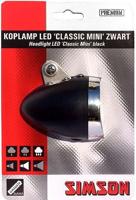 Simson voorvorkkoplamp classic mini zwart incl. bat. op kaart - thumbnail