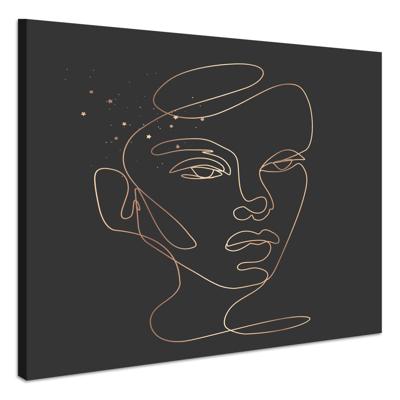 Schilderij - Silhouet in Goud, Vrouw, Premium Print