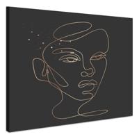 Schilderij - Silhouet in Goud, Vrouw, Premium Print - thumbnail