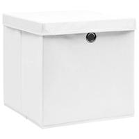 VidaXL Opbergboxen met deksel 4 st 28x28x28 cm wit - thumbnail