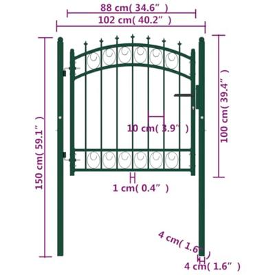 VidaXL Poort met speerpunten 100x100 cm staal groen - thumbnail