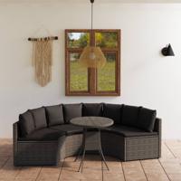5-delige Loungeset met kussens poly rattan grijs - thumbnail