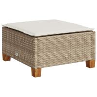 7-delige Loungeset met kussens poly rattan beige - thumbnail