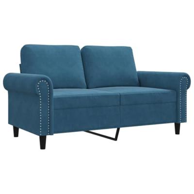 Tweezitsbank 120 cm fluweel blauw