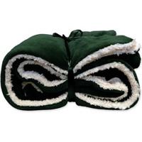 Unique Living Unique Living Lars coral fleece/suede plaid 150x200cm dark green - thumbnail
