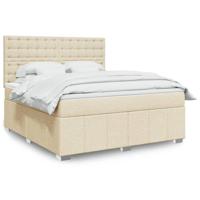 Boxspring met matras stof crèmekleurig 180x200 cm - thumbnail