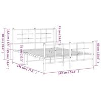Bedframe met hoofd- en voeteneinde metaal wit 135x190 cm - thumbnail