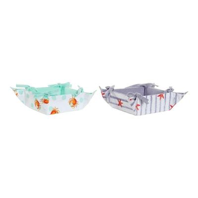 Mand DKD Home Decor Summer Blauw Groen Katoen (2 stuks)