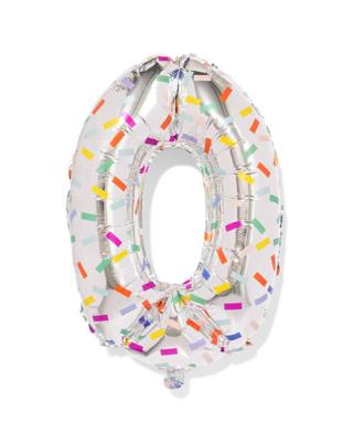 HEMA Folieballon cijfer 0 60cm confetti (multicolor)